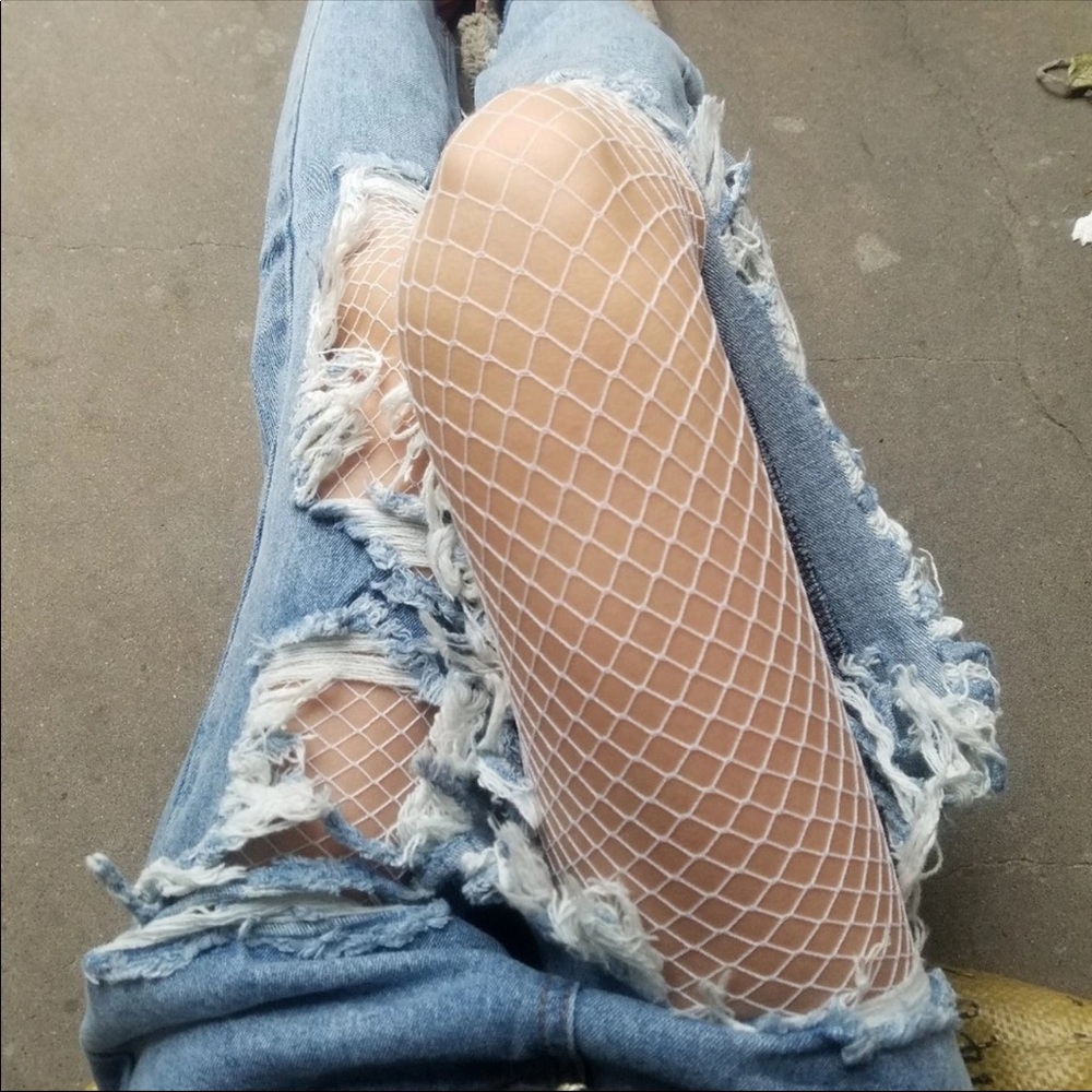 White Fishnet Tights